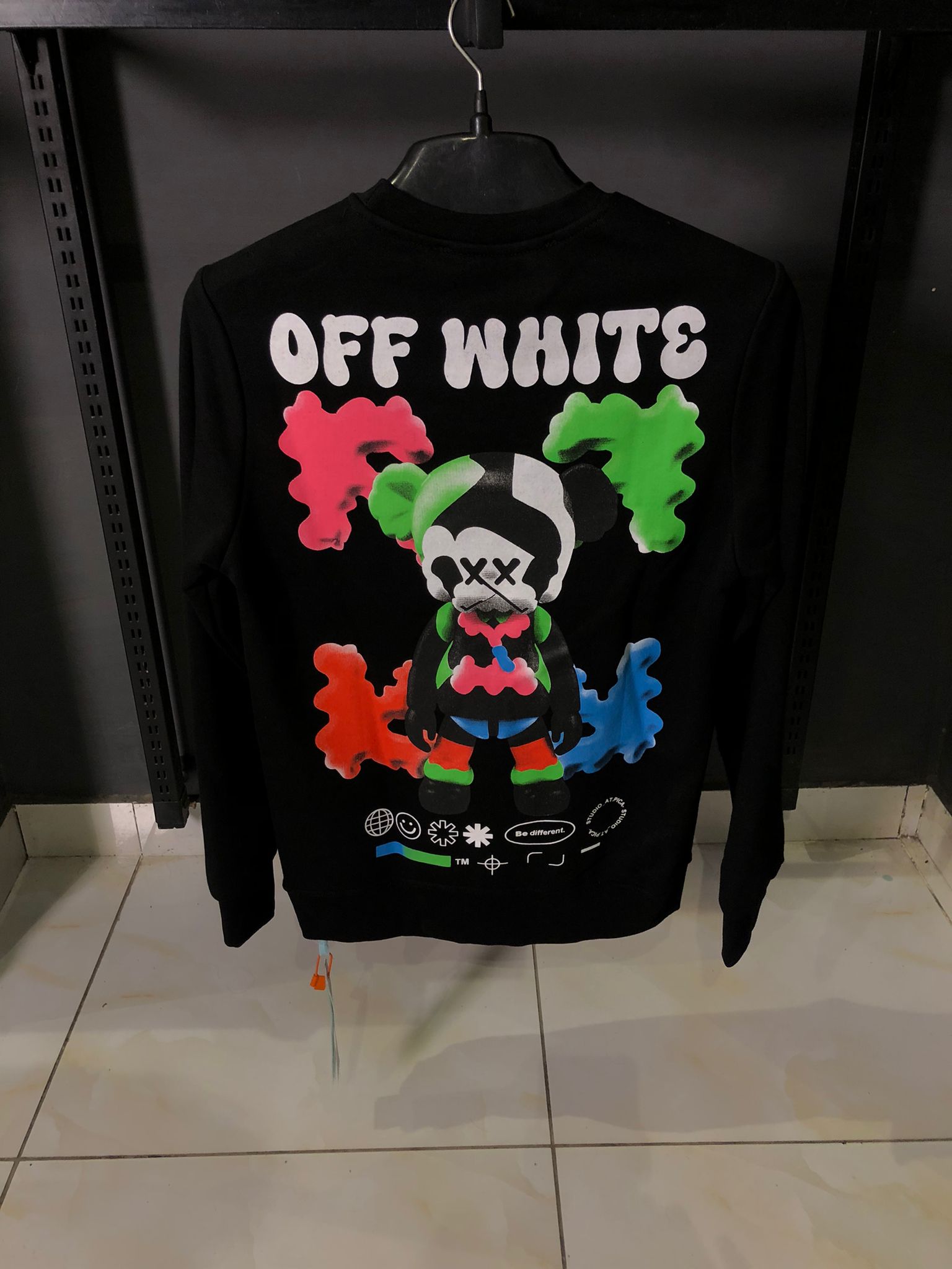 OFFW Colorful Kaws Graphic Black Sweatshirt - Image 2