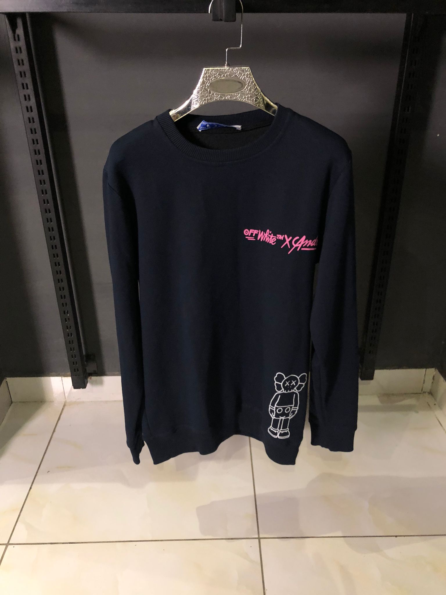 OFFW BLUE SWEAT SHIRT PURPLE KAWS PRINT