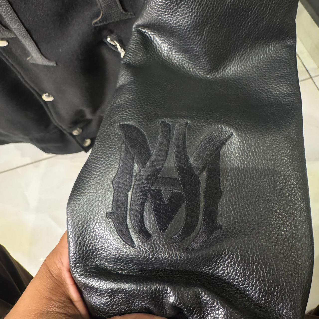 AR Leather Logo Varsity Jacket - Image 4