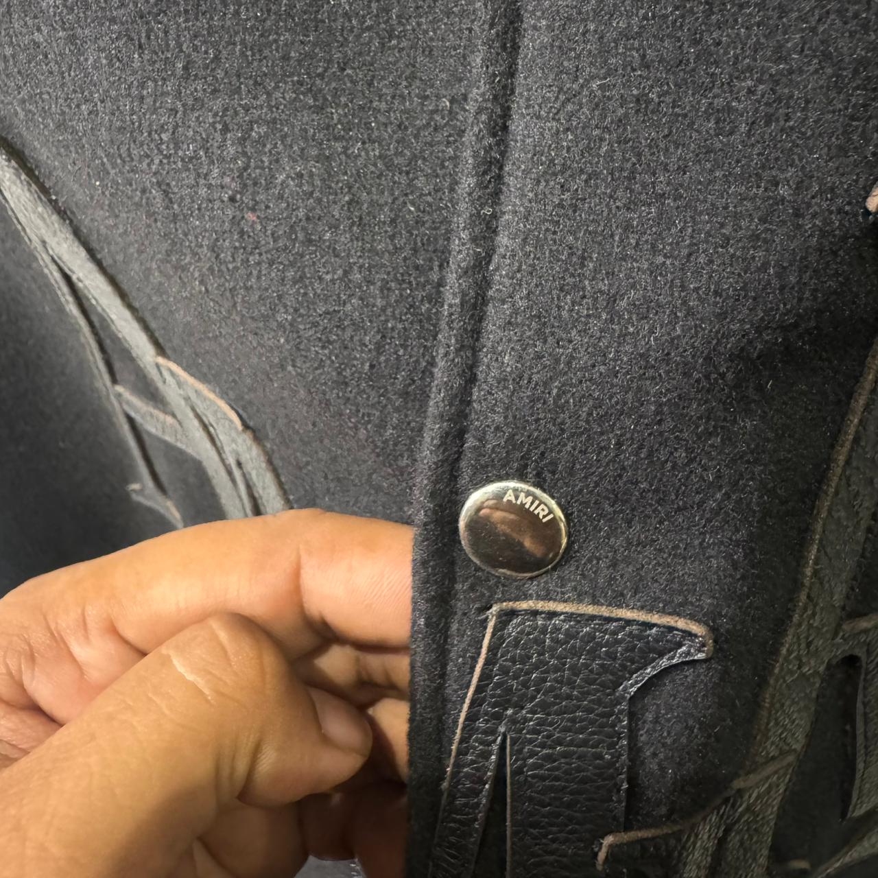 AR Leather Logo Varsity Jacket - Image 3