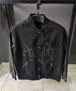 AR Leather Logo Varsity Jacket