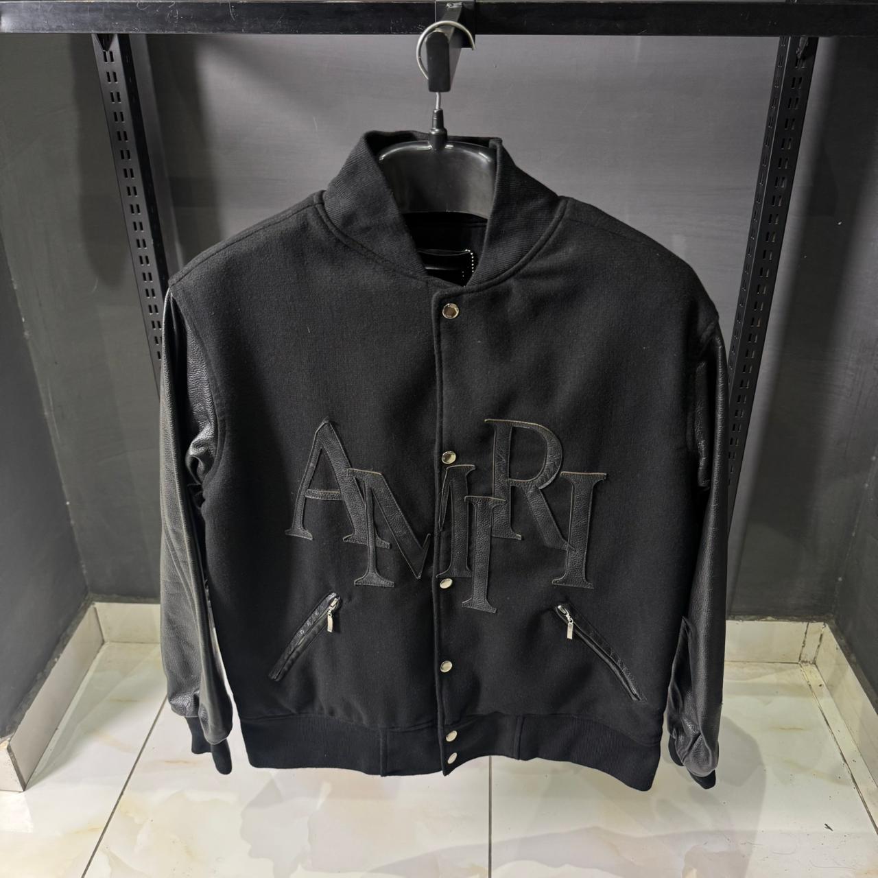 AR Leather Logo Varsity Jacket