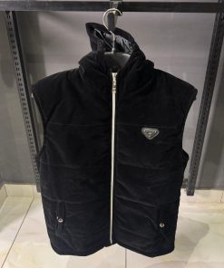 PD Velvet Hoodie Vest with Half Sleeves