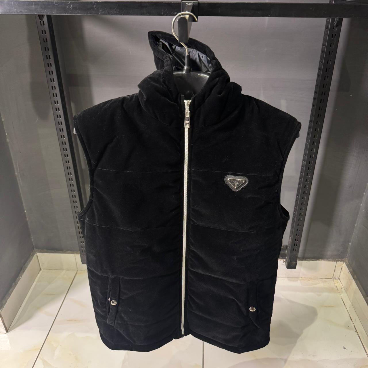 PD Velvet Hoodie Vest with Half Sleeves