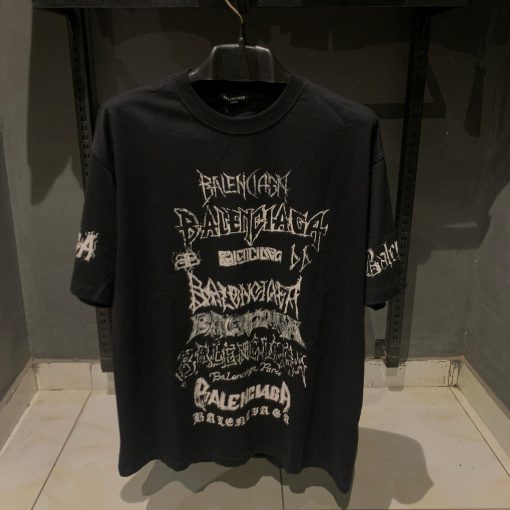BB Oversized Printed Front Back Black T Shirt