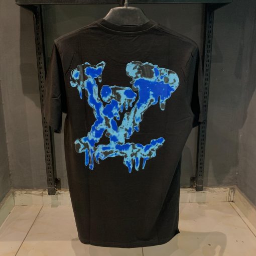 Louis V Drip Logo Graphic T Shirt Black - Image 2
