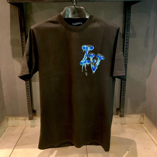 Louis V Drip Logo Graphic T Shirt Black