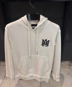 AR offwhite hoodie front black logo and back letters