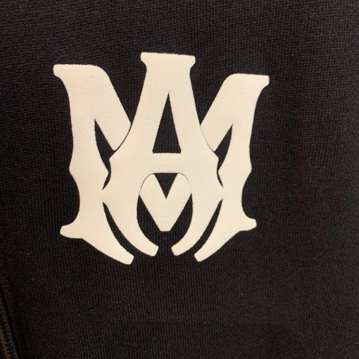 AR Black hoodie front White logo and back letters - Image 3