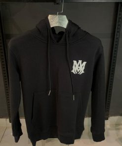 AR Black hoodie front White logo and back letters