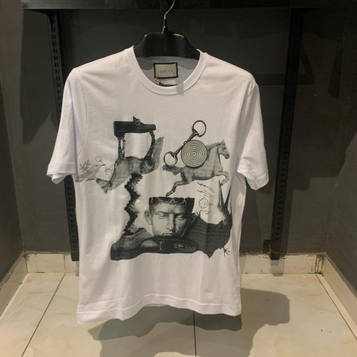 GC White Printed TShirt with Front Face
