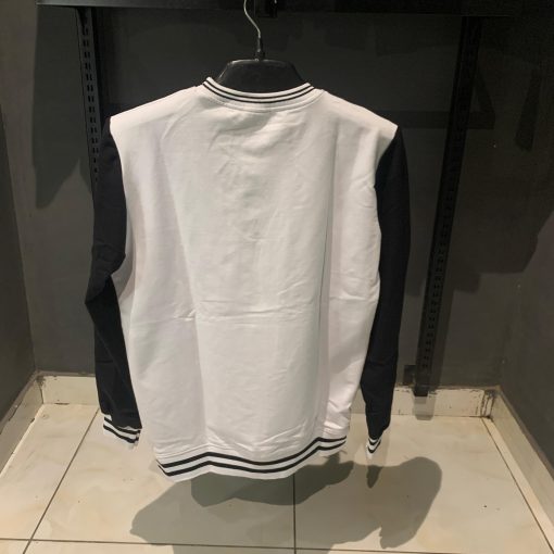 BB White Sweatshirt with Black Sleeves Front Logo - Image 2
