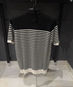 Alternative view of DG Black and White Striped Polo T Shirt