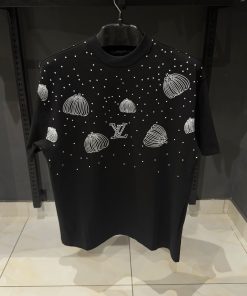 Louis V Black T Shirt with White Dot