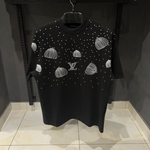 Louis V Black T Shirt with White Dot