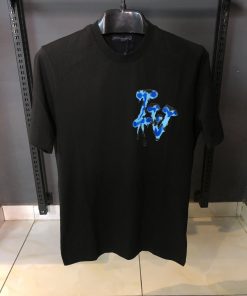 Louis V Drip Logo Graphic T Shirt Black luxury streetwear pakistan graphic tees pakistan