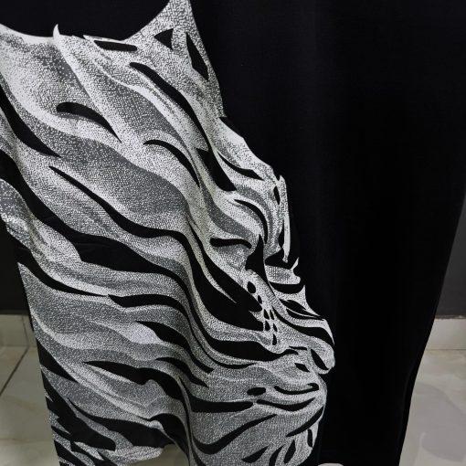 AX Silver Tiger Print  Black T Shirt - Image 3