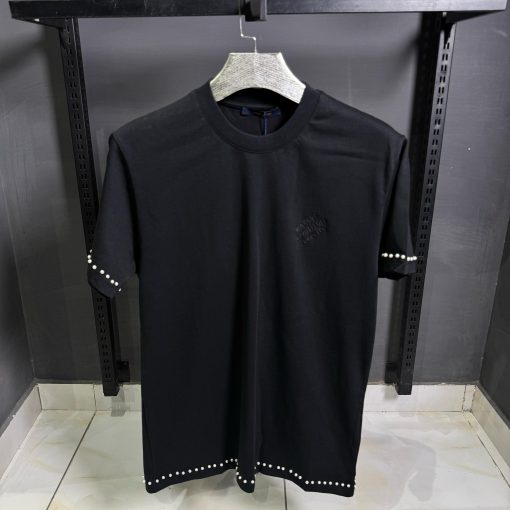 Louis V Pearl Embellished Cotton T Shirt