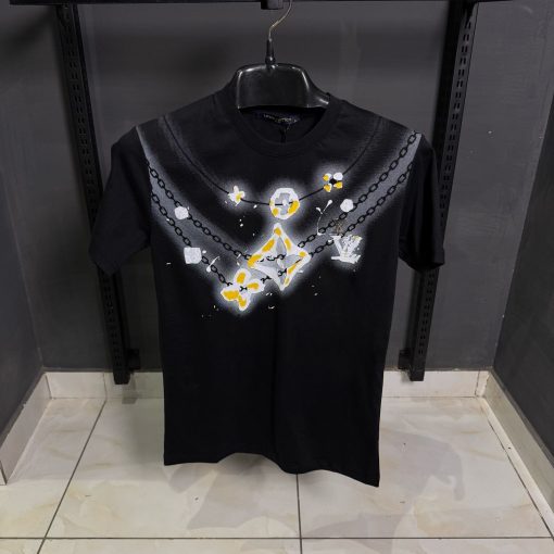Louis V Front Logo Black T Shirt