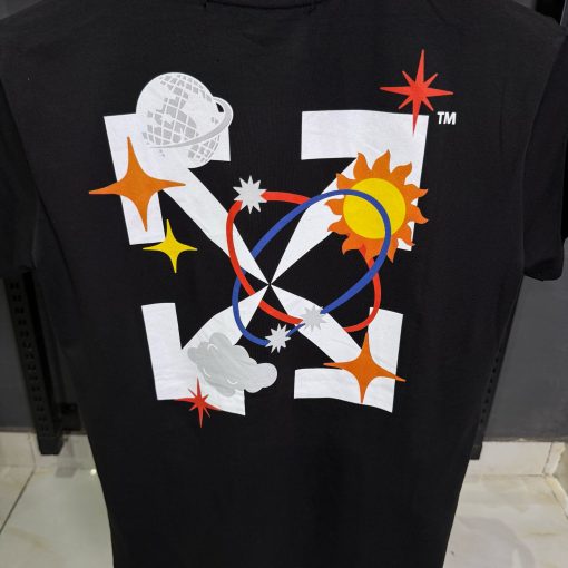 OFFW Front Print Black T Shirt - Image 3