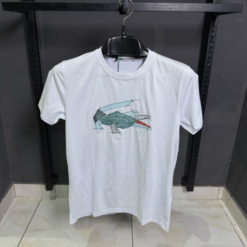 Croc Style Classic Fit Embroidered White T Shirt