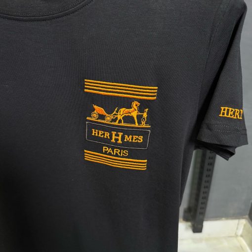 HRM Front Embroidered Black T Shirt - Image 2