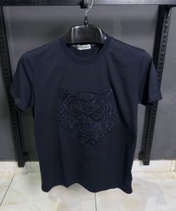 KNZ Embroidered Tiger T Shirt in Navy