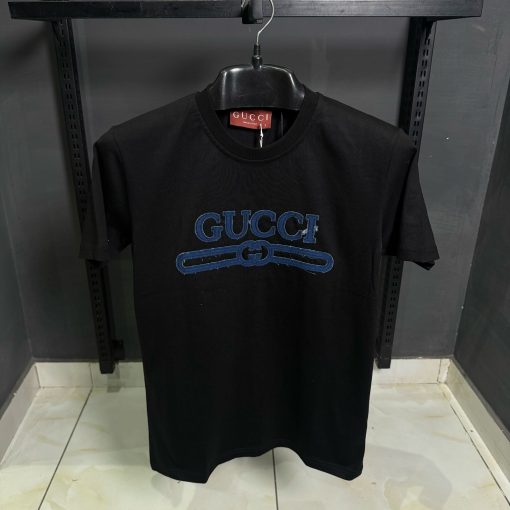 GC Black T Shirt with Front Blue Embroidered Logo