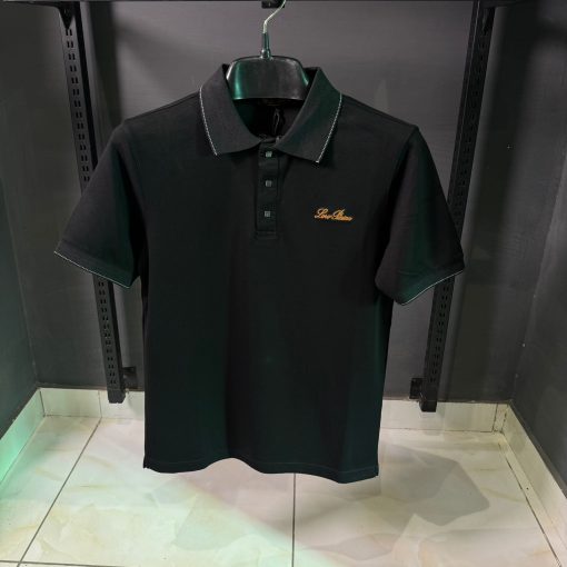 LP Logo Embroidered Black Polo T Shirt
