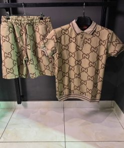 GC Allover Monogram Short Set Brown