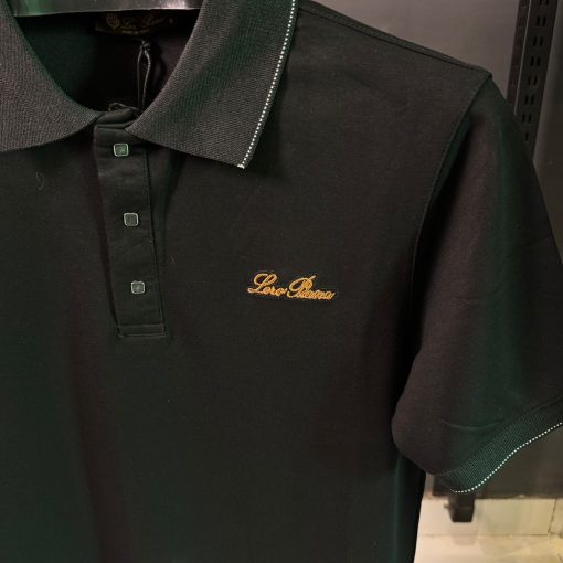 LP Logo Embroidered Black Polo T Shirt - Image 3