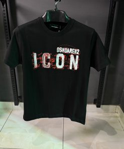 DSQ Front Icon Print Black T Shirt