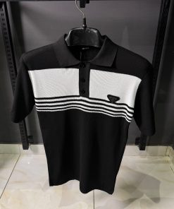 PD Black  White Polo T Shirt