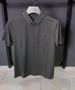 DR Monogram Button Up Polo Shirt Charcoal Check