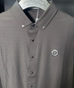 Alternative view of DR Monogram Button Up Polo Shirt Charcoal Check