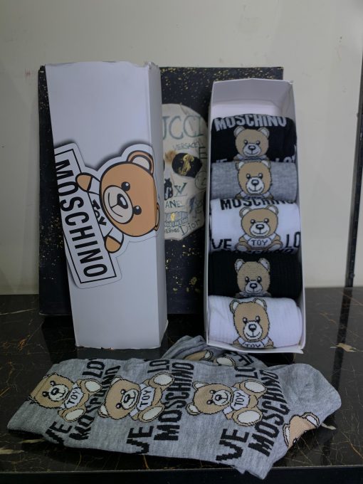 Mos Teddy Bear Crew Socks 6 Pair Box