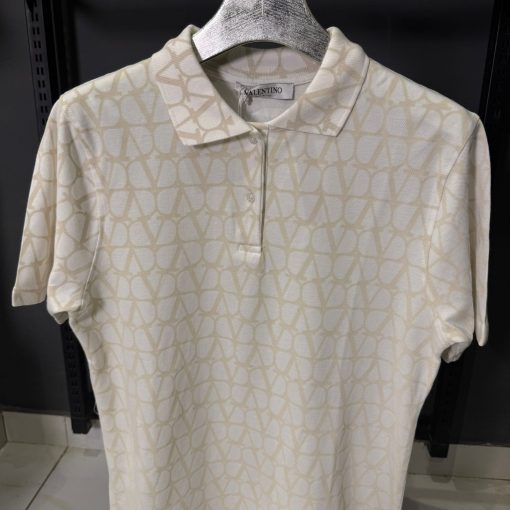 VLN Cream Monogram White Polo Shirt - Image 2
