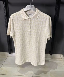 VLN Cream Monogram White Polo Shirt