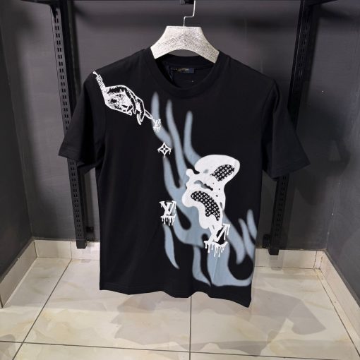 Louis V Front Printed Black T Shirt