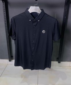 DR Men's Short Sleeve Embroidered Badge Shirt Midnight Black