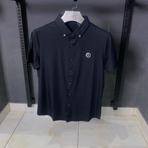 DR Men's Short Sleeve Embroidered Badge Shirt Midnight Black