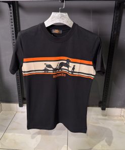 HRM Black Classic Striped T Shirt