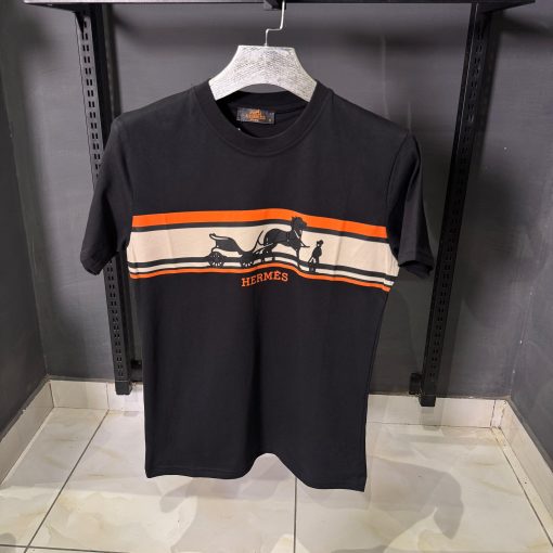 HRM Black Classic Striped T Shirt