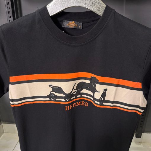 HRM Black Classic Striped T Shirt - Image 2