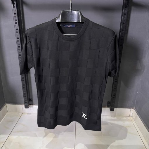 Louis V Inspired Black Checker Knit T Shirt