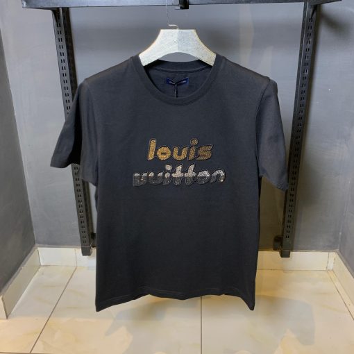 Louis V Bead Embroidered Cotton T shirt