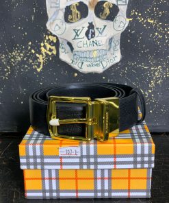 Alternative view of BR Black Double Sided Leather Gold Buckle Belt