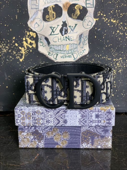 DR Blue Oblique Canvas Black CD Logo Belt