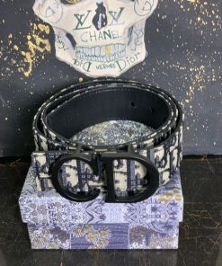 Alternative view of DR Blue Oblique Canvas Black CD Logo Belt