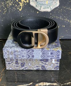 Alternative view of CD Black Leather Belt with Black Gold Logo